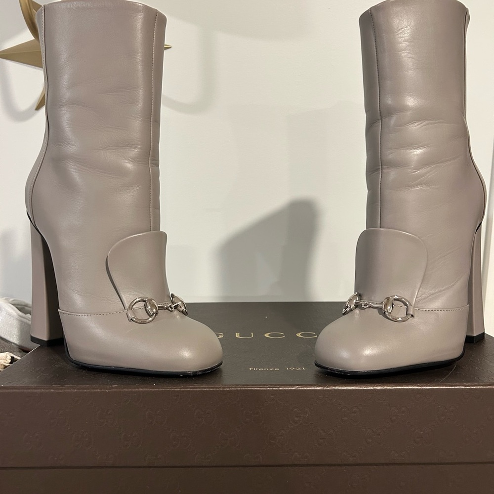 Gucci Gray Leather Boots